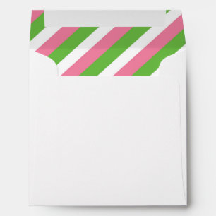 Pink and Green Stripes Envelope Liner - Preppy