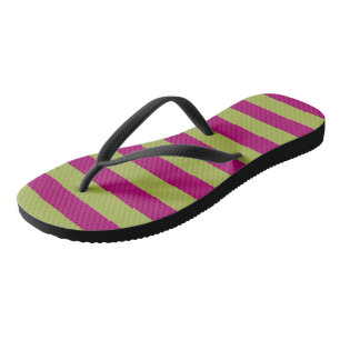 Pink and Green Stripes Flip Flops