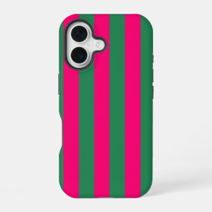 Pink and Green Stripes iPhone 16 Case