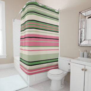 Pink and Green Stripes Mid-Century Modern   