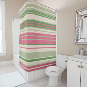Pink and Green Stripes Mid-Century Modern 
