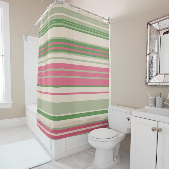 Pink and Green Stripes Mid-Century Modern  (In Situ)