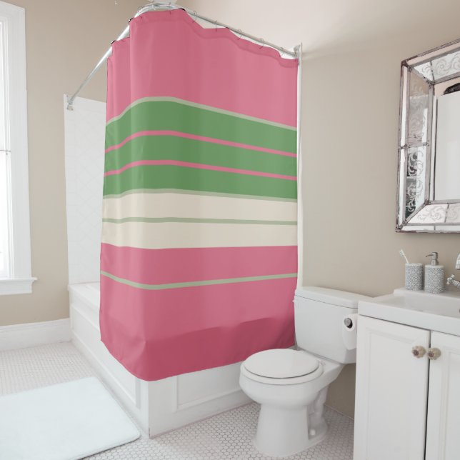 Pink and Green Stripes Mid-Century Modern  (In Situ)