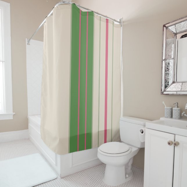 Pink and Green Stripes Mid-Century Modern  (In Situ)