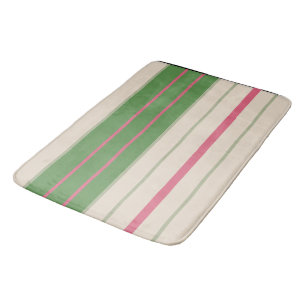 Pink and Green Stripes Mid-Century Modern  Bath Mat