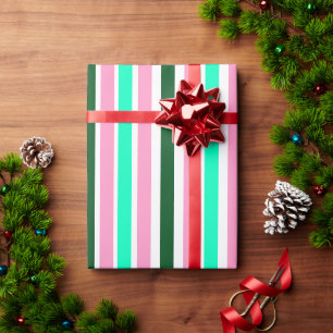 Pink and Green Stripes  Wrapping Paper