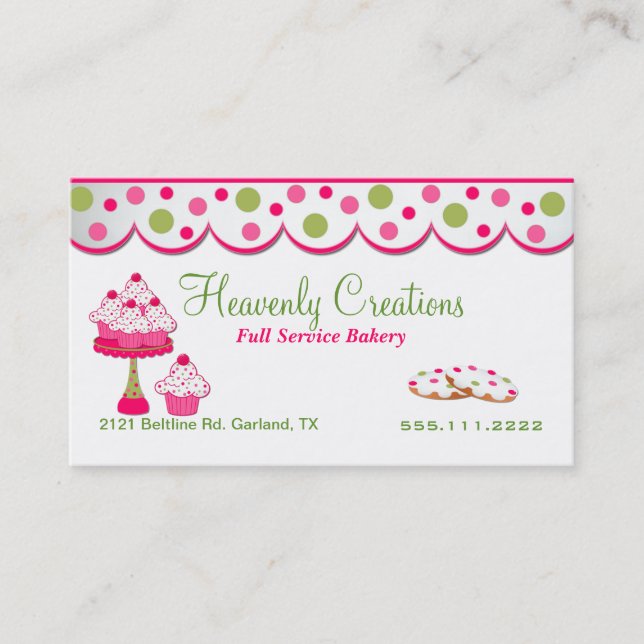 Pink and Green Sweets Bakery Business Card (Front)
