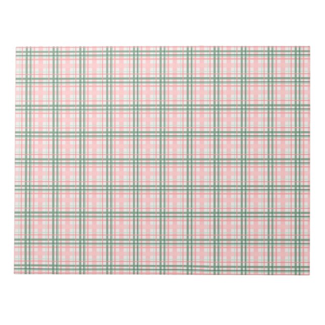 Pink And Green Tartan Holidays Card Envelope Liner Notepad (Front)