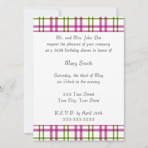 Pink and Green Tartan Invitation