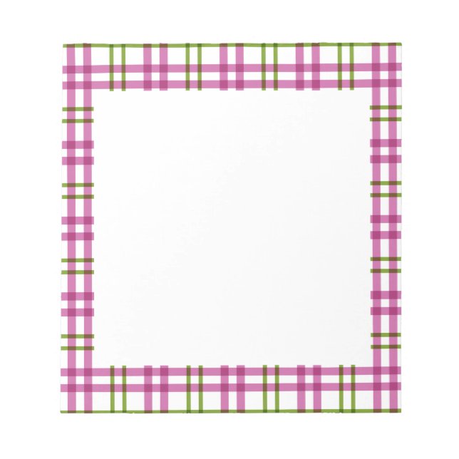 Pink and Green Tartan Notepad (Front)