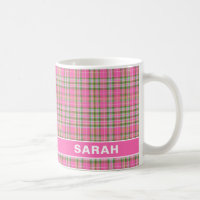 Pink and Green Tartan Plaid Girly Name