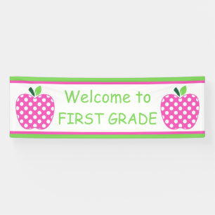 Pink and Green Teacher's Apple Personalized Banner