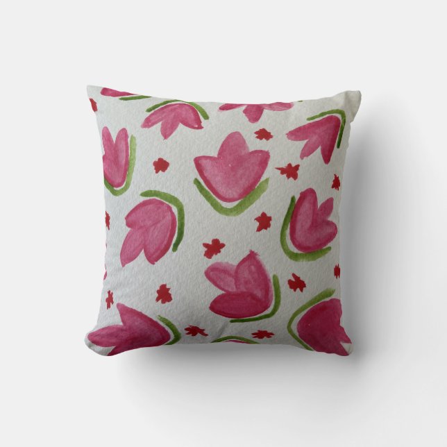 Pink and Green throw cushion (Front)