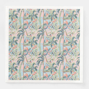 Pink and Green Toile Paper Dinner Napkins, Tropica Napkin