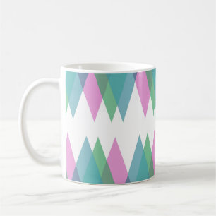 Pink and green triangles coffee mug