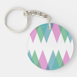 Pink and green triangles keychain