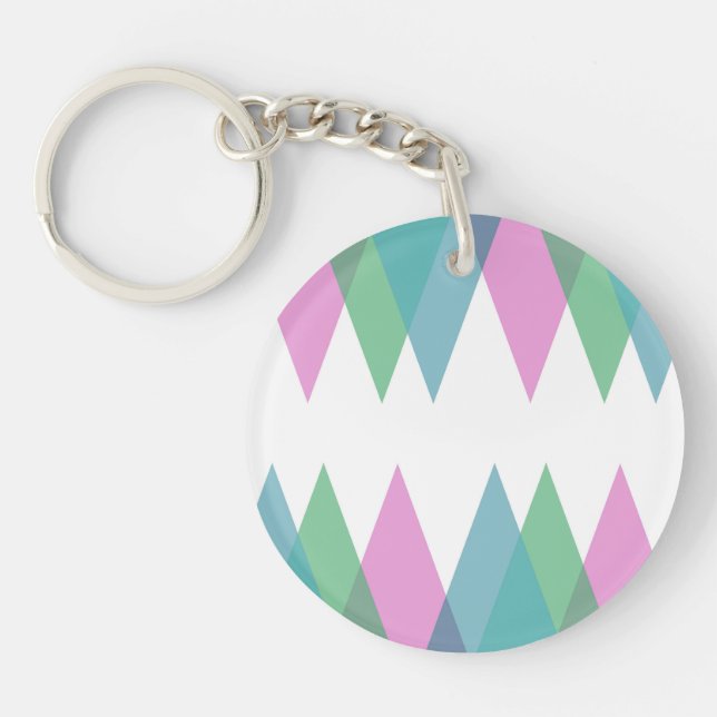 Pink and green triangles keychain (Front)