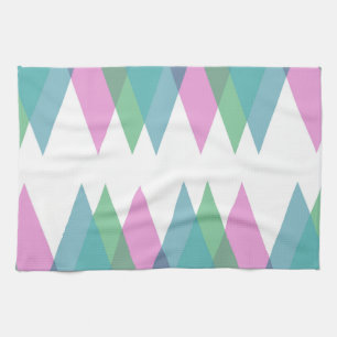 Pink and green triangles kitchen towel