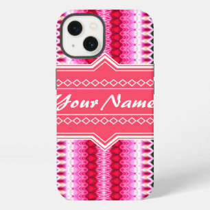 Pink and Green Tribal Ikat Chevron Personalized iPhone 13 Case