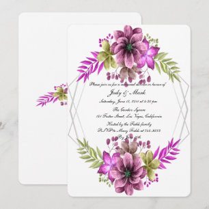 Pink And Green Watercolor Floral Rehearsal Dinner Invitation