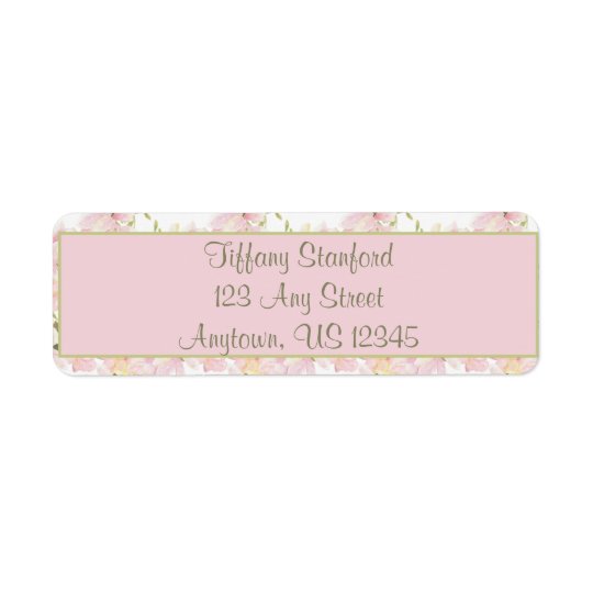 Pink and Green Watercolor Flowers | Personalized Return Address Label