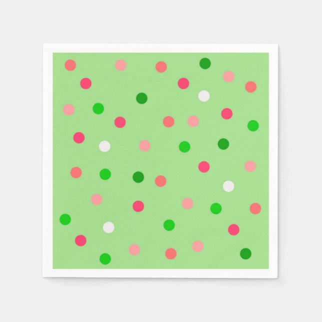 Pink and Green Watermelon Polka Dots Napkin (Front)