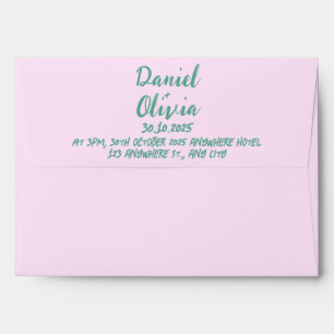 Pink and Green Wavy Wedding  Envelope