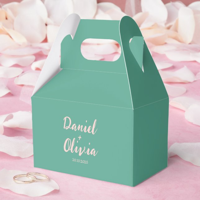 Pink and Green Wavy Wedding  Favor Box (Wedding)