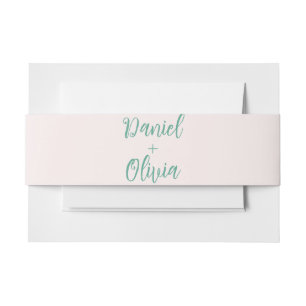 Pink and Green Wavy Wedding Invitation Belly Band