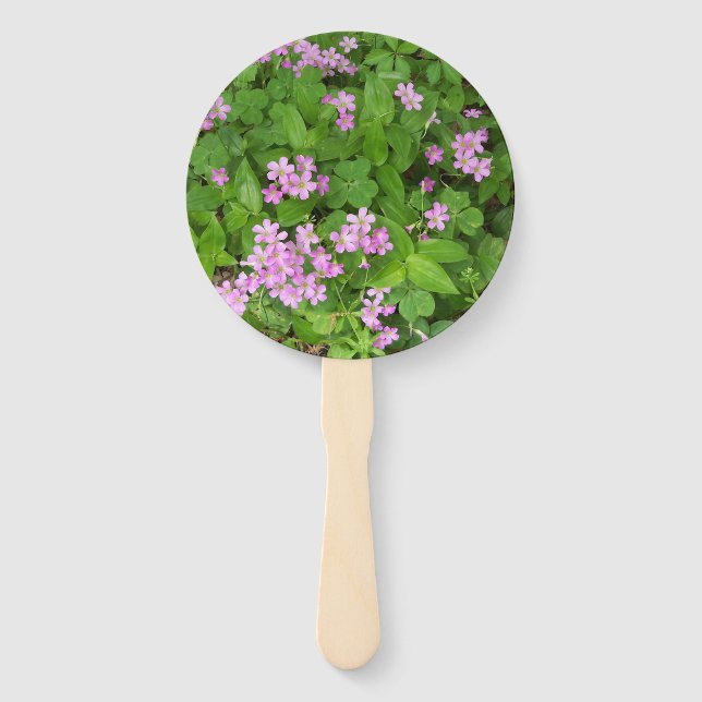 Pink and green wild flower design on a program fan (Front)