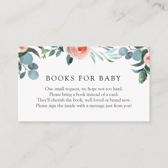 Pink and Greenery Books for Baby Enclosure Card (Front)