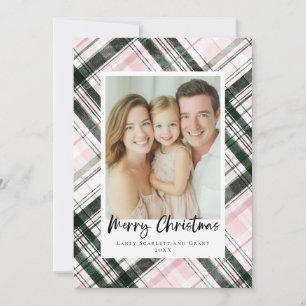 Pink and GreenPalid Christmas classic Holiday Card
