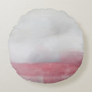 Pink and Grey Abstract Art Painting. Modern artpai Round Pillow