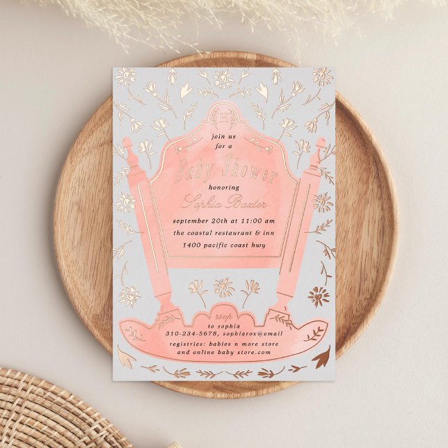 Pink and Grey Antique Cradle Baby Shower Rose Gold (Creator Uploaded)