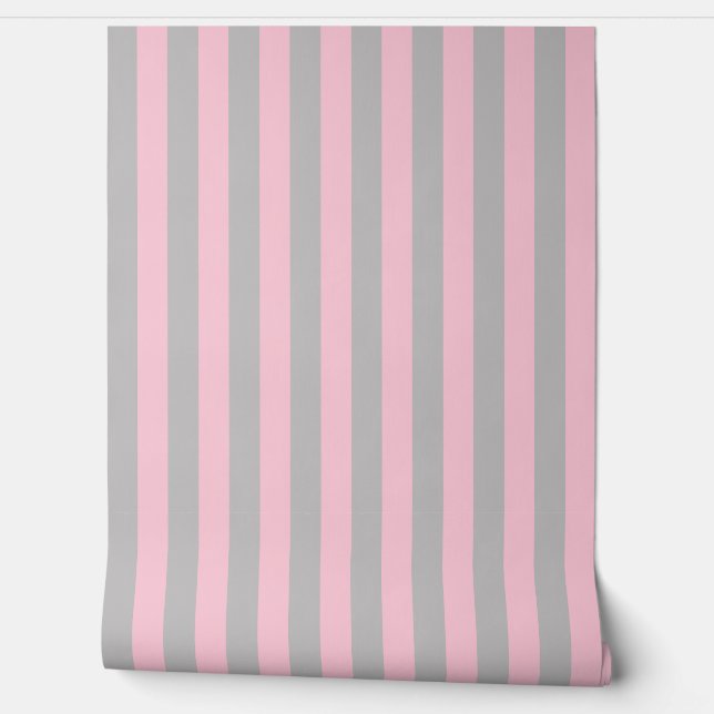 Pink and grey awning stripe  wallpaper (Unrolling)