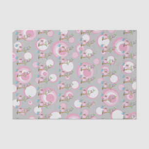 Pink and Grey Baby Owls Shower Theme Tissue Paper