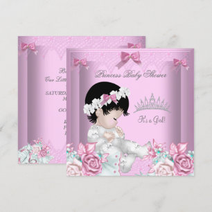 Pink and Grey Baby Shower Girl Floral Invitation