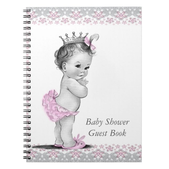 Pink and Grey Baby Shower Guest Book (Front)