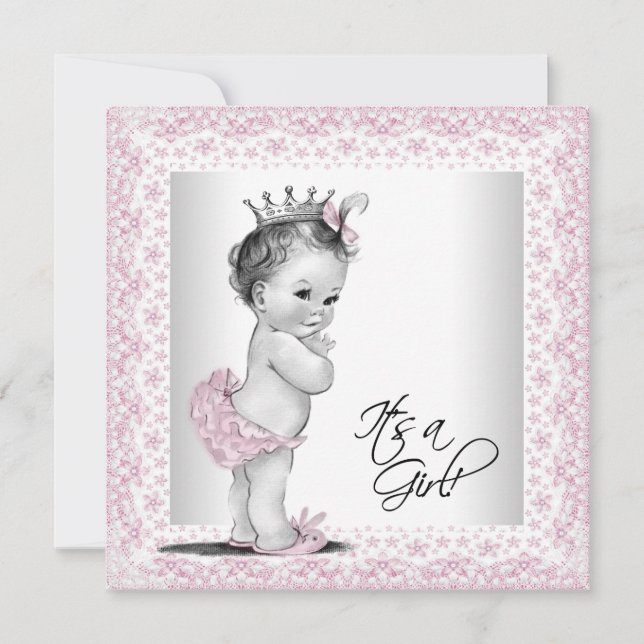 Pink and Grey Baby Shower Invitation (Front)
