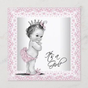 Pink and Grey Baby Shower Invitation