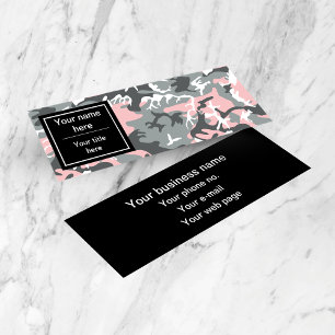 Pink and Grey Camo, Camouflage, Military, Army Mini Business Card