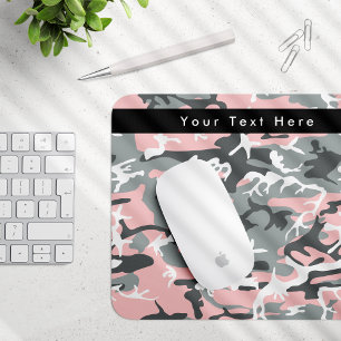 Pink and Grey Camo, Camouflage, Military, Army Mouse Pad
