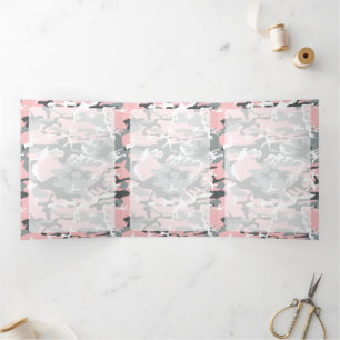 Pink and Grey Camo, Camouflage, Military, Army Tri-Fold Card