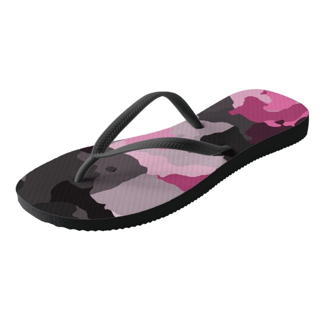pink and grey camo flip flops (Angled)