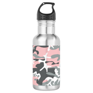 Pink and Grey Camouflage, Military, Army 532 Ml Water Bottle