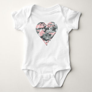 Pink and Grey Camouflage, Military, Army Baby Bodysuit