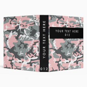 Pink and Grey Camouflage, Military, Army Binder