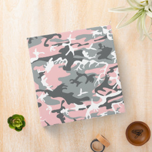 Pink and Grey Camouflage, Military, Army Binder