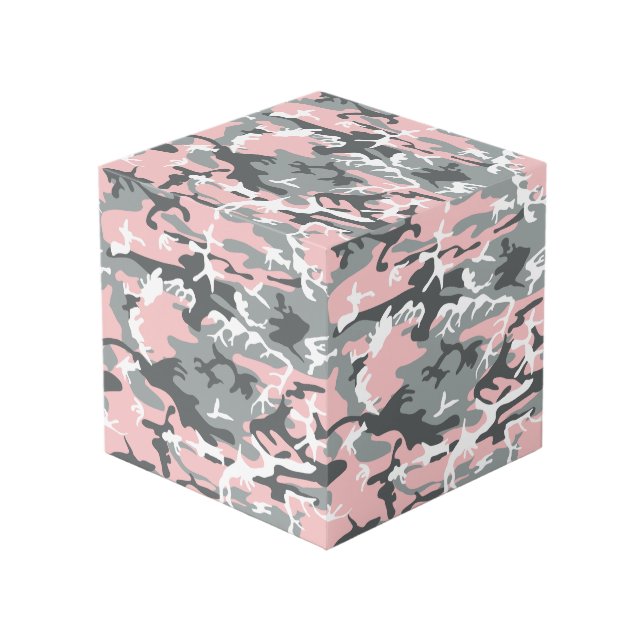 Pink and Grey Camouflage, Military, Army Cube (Front Angled)