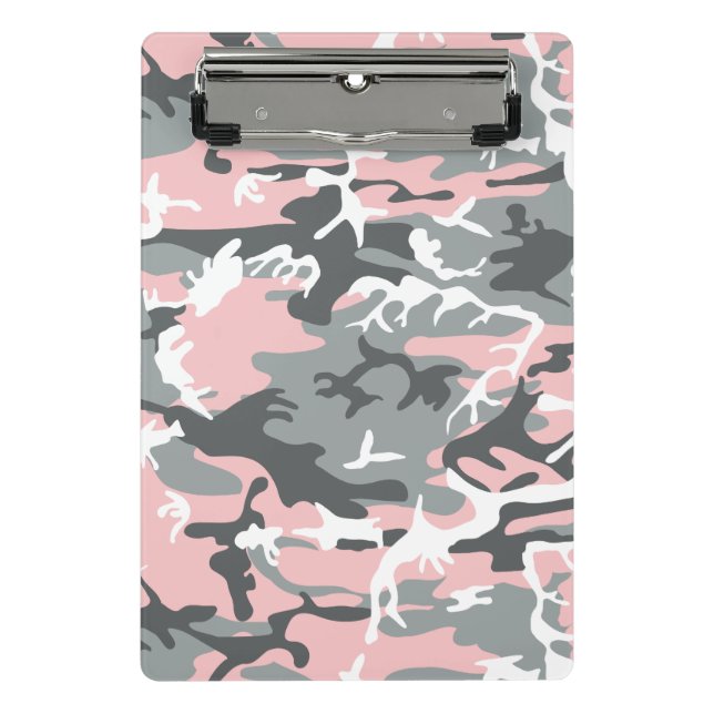 Pink and Grey Camouflage, Military, Army Mini Clipboard (Front)